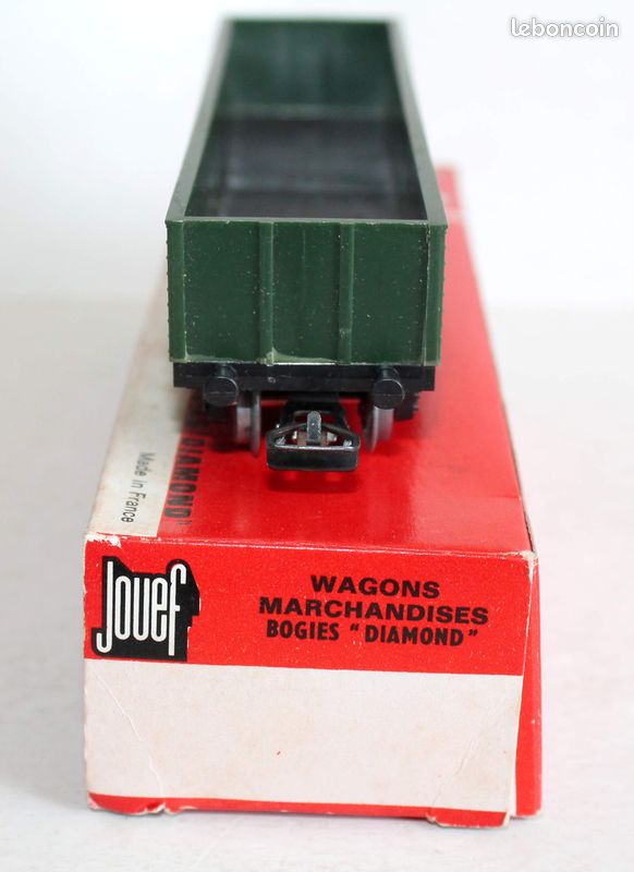 WAGON JOUEF HO: lot de 2 Wagons tombereau a bogies, attelages NEM EUR