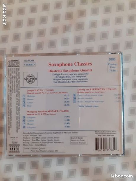 CD - Saxophone classics : Oeuvres de Haydn, Mozart, Beethoven (image 2)