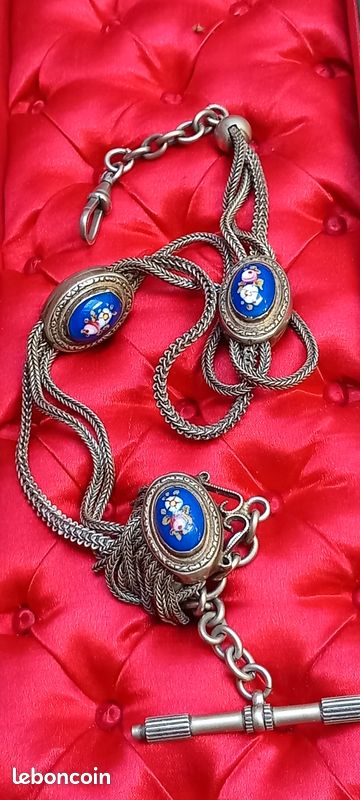 Chaîne Chatelaine Argentée 36 Cm – Pour Montre à Gousset Ou Autre, Moderne
