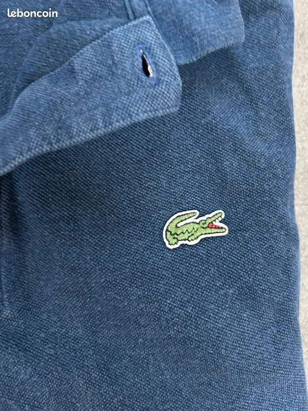 Polo Lacoste manche longue vintage devanlay bleu marine logo brodé 100% Cotton taille XL (image 3)