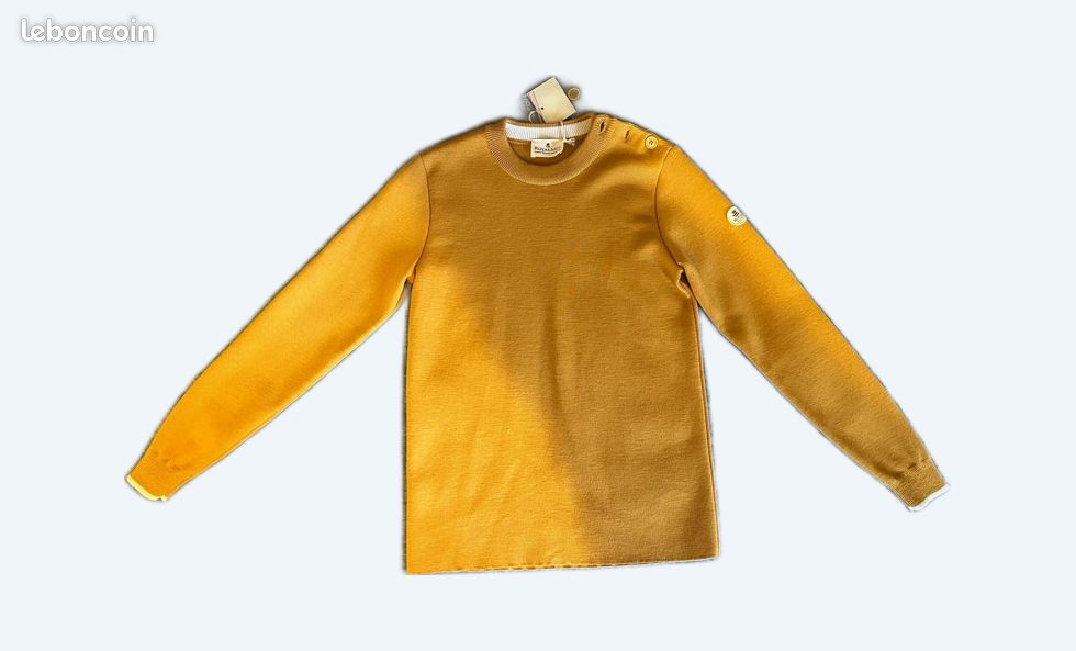 Pull marin femme uni encolure ronde Royal mer neuf jaune Vêtements