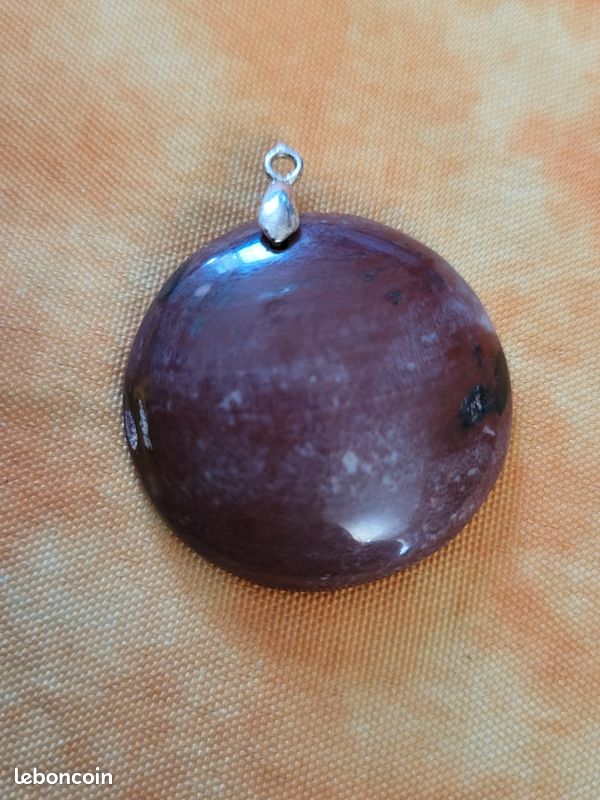 Pendentif bois silicifie forme ronde (image 5)