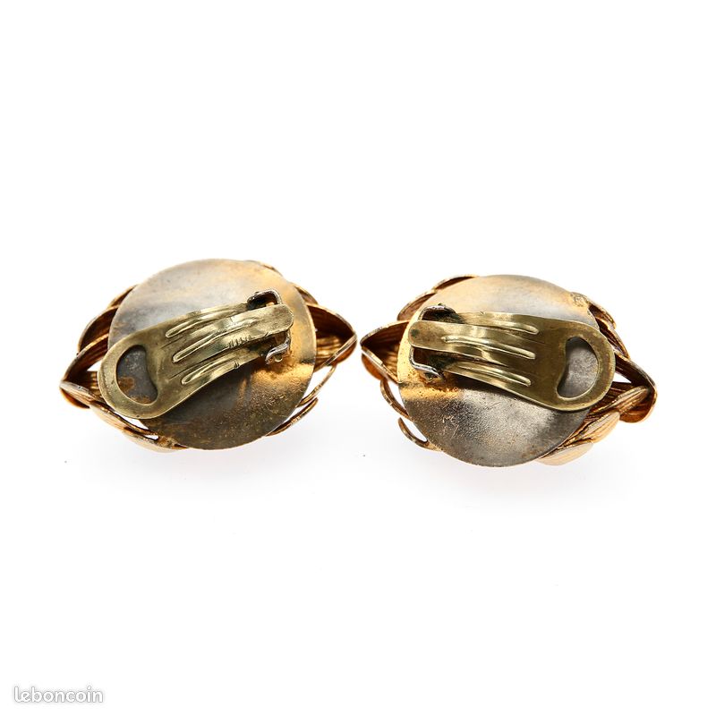 Boucles D'oreilles Clips Anciennes En Nacre | Bijou Vintage, Bon état