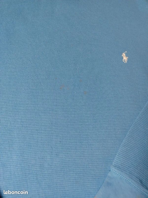 Pull col rond nid d'abeille Ralph Lauren / taille L / couleur bleu / (image 10)