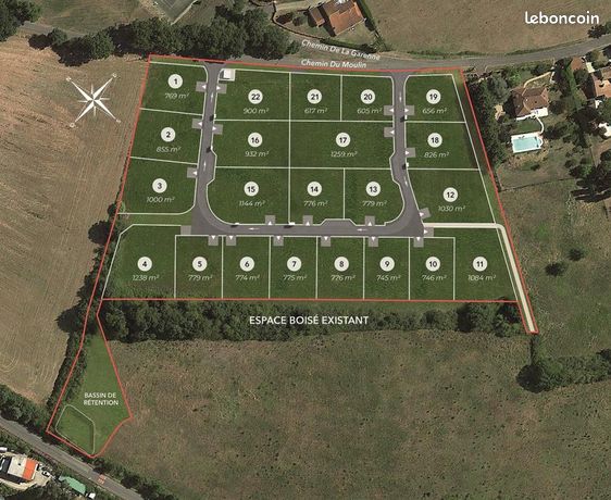 Terrain 775 m² Montjoire