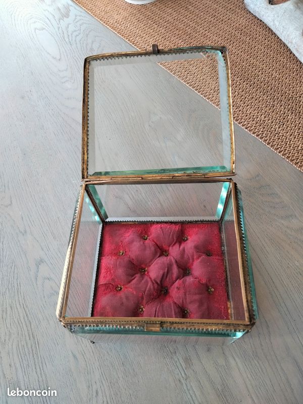 Boîte à Bijoux Ancienne Avec Miroir En Verre Taillé Et Tiroir - Vintage, Référence #C034, Occasion