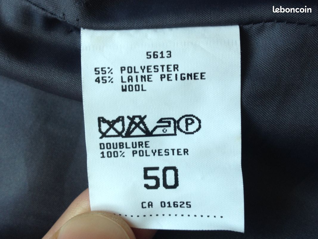 Veste de costume / Blazer vintage femme Marcelle Griffon – Laine peignée – Gris chiné (Taille 50 / Grande Taille) (image 7)