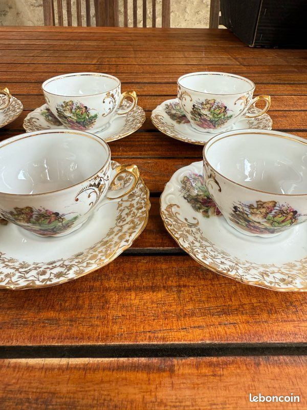 Lot De 6 Tasses Lotus Porcelaine Allemande Vintage Années 70 - Pop Couleurs Avec Coffret