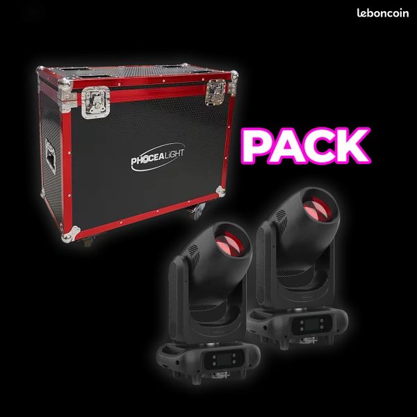Paire de Lyre led 250w Spot / Beam / Wash + flight case en parfait état (image 3)