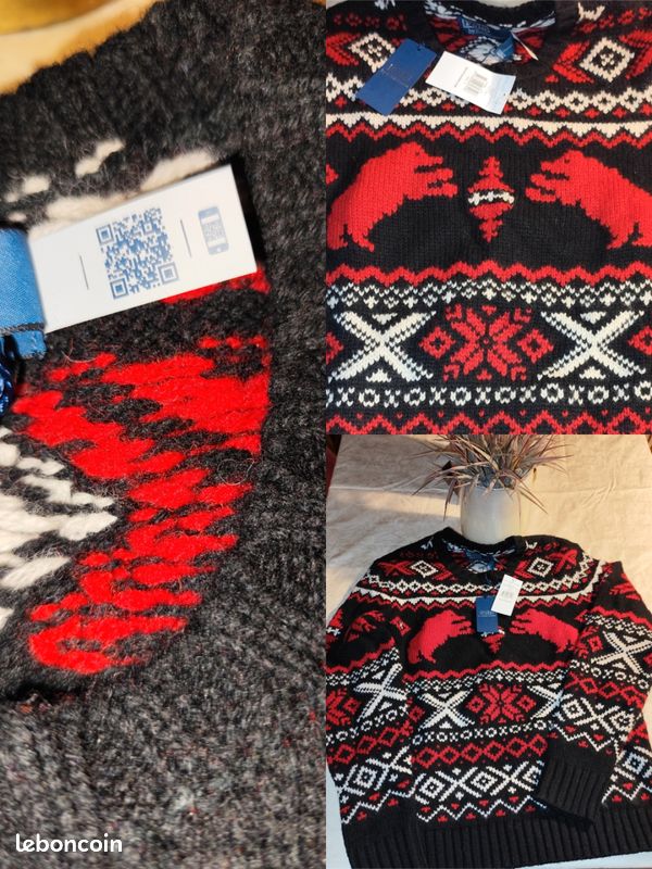 Pull Garçon Ben Sherman Fair Isle – Rouge, 14-15 Ans, Coton, Col Roulé, Très Bon état