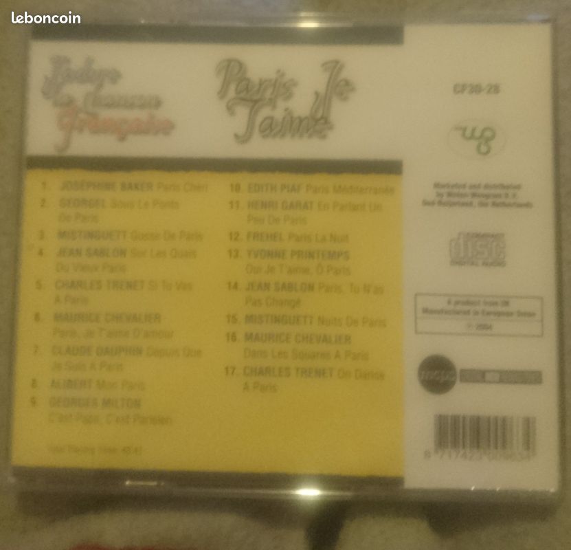 Cd Paris je t'aime, collection J'adore la chanson française (image 2)