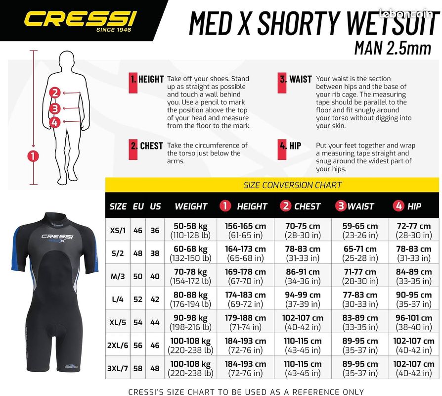 Combinaison Shorty enfant taille XS - Cressi Neoprene 2.5 mm (image 2)