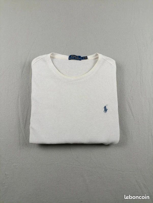 Pull / Sweat col rond Ralph Lauren blanc taille XL pour homme logo brodé, coupe unisexe (image 1)