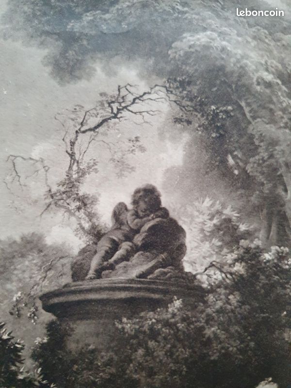 Deux élégants petits cadres avec des impressions anciennes reprenant deux célèbres tableaux de Frago (image 9)