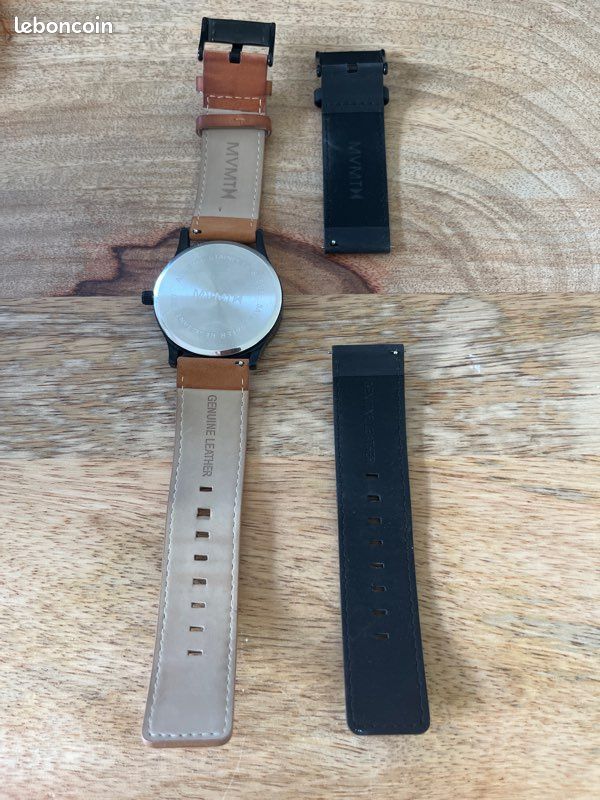 Montre MVMT noire / Bracelets cognac & noir (image 2)