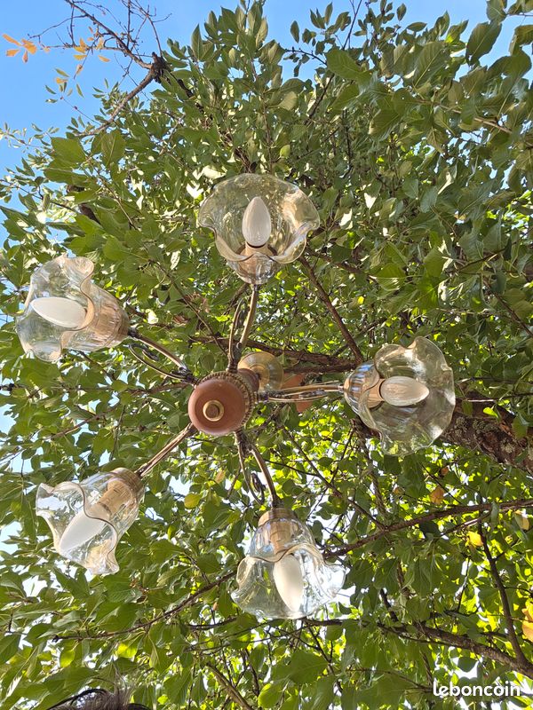 Lustre verre et bois (image 8)