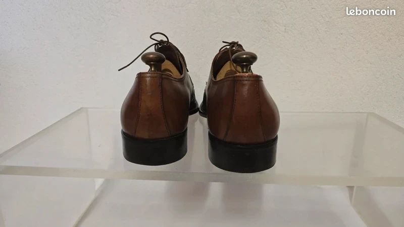 Salamandre France vintage richelieu derbies derby oxford mocassins en cuir tressé marron 43 /44 (image 7)