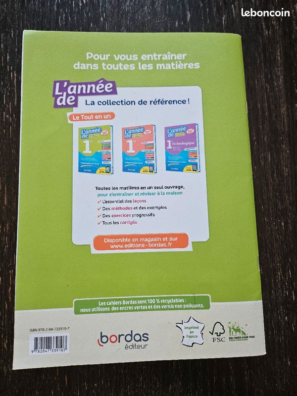 Cahier de français Manon Lescaut 1ère Bordas (image 2)