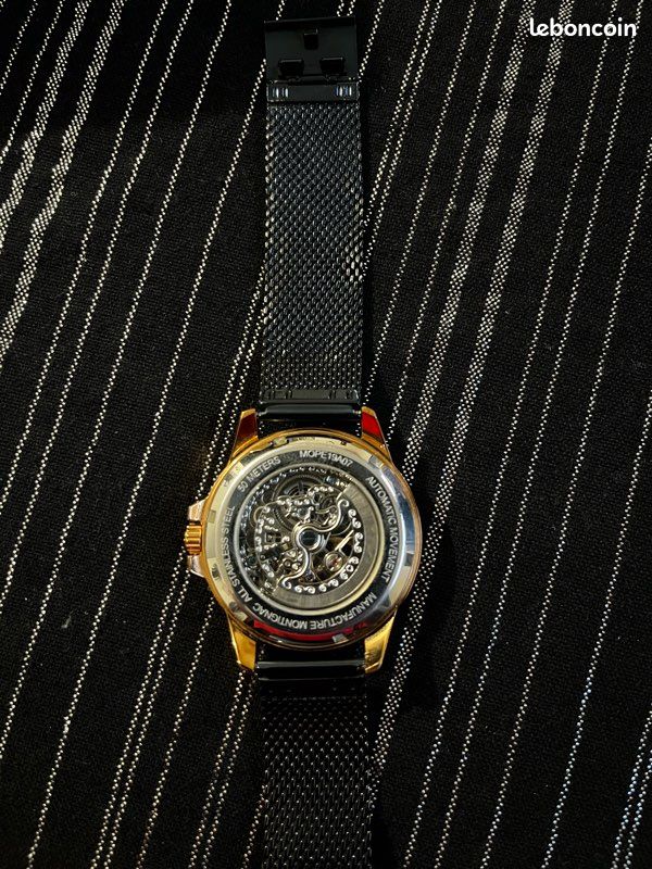 Montre Montignac Automatique – Or Rosé Maille Milanaise Bleu
