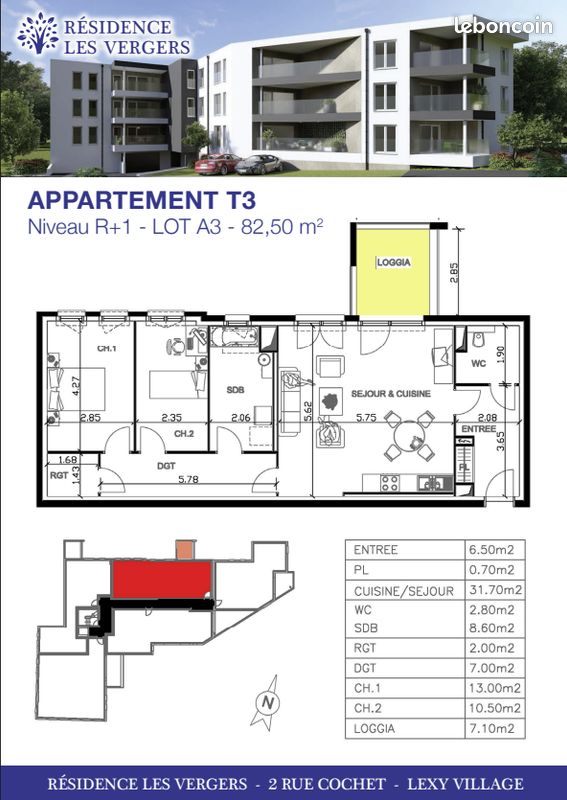 Appartement 3 pièces 83 m² · à Lexy · 82,5 m² · 290 515 €