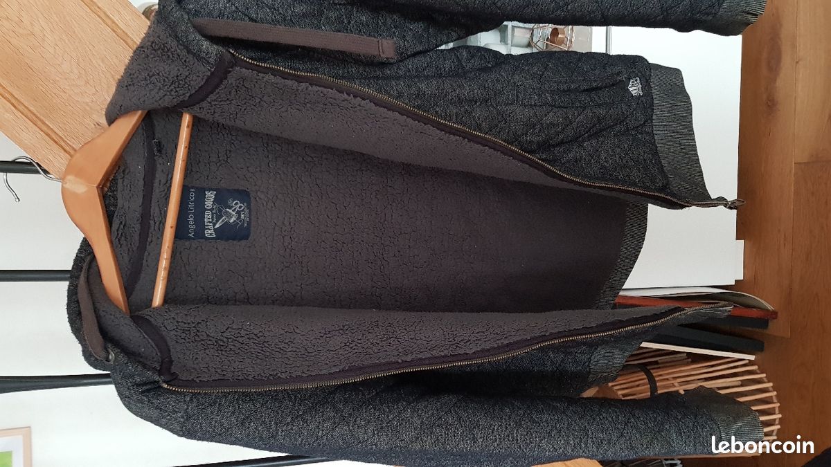 Blouson à capuche chaud homme gris chiné (image 3)