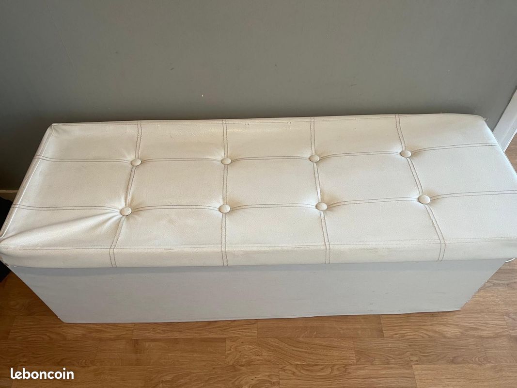 Grande caisse blanche de rangement similicuir blanc (image 2)