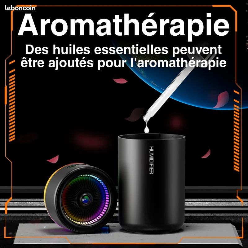 Humidificateur Et Diffuseur D'huiles Essentielles 280 Ml - Pour Voiture, Chambre, Bureau - Batterie 1800 MAh, Silencieux - Design Compact