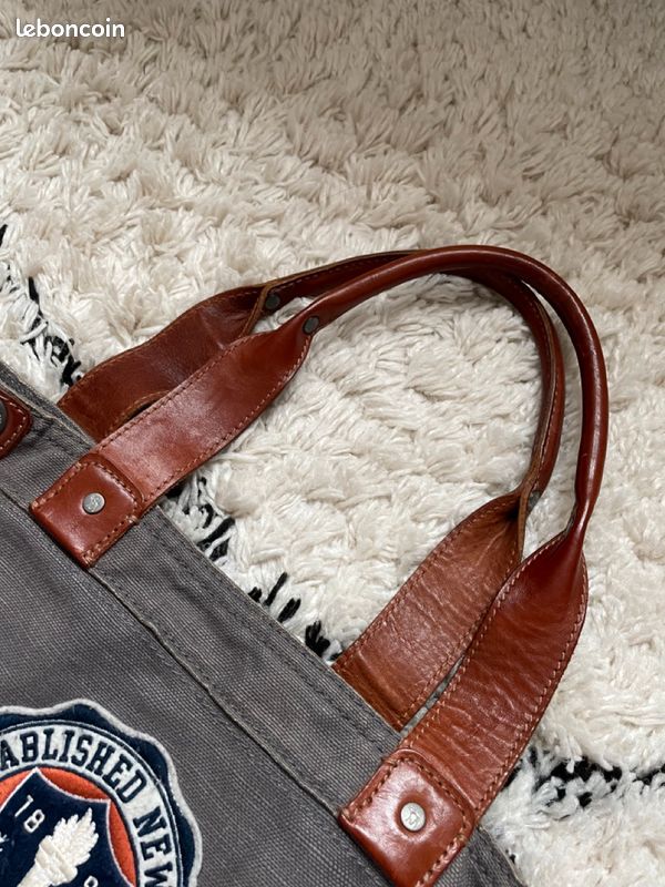 Tote bag Abercrombie gris coton et cuir (image 6)