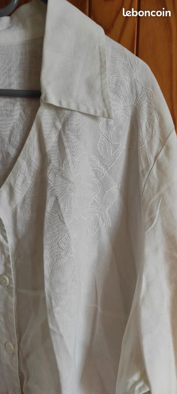 Chemise Erinly 100% Lin Blanc Taille M - Neuve Sans Étiquette - Col V