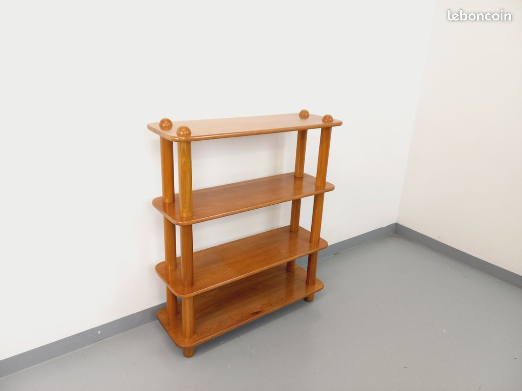 Bibliothèque étagère vintage en orme des années 80 (image 1)