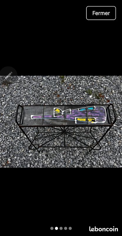 Table ceramique fer forgé 1950 vintage (image 4)