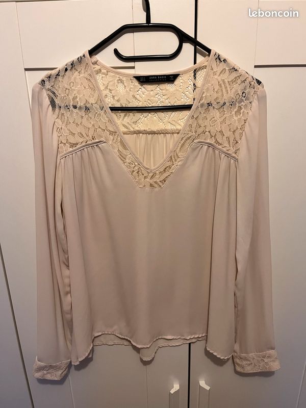 Chemise écrue dentelle Zara (image 1)