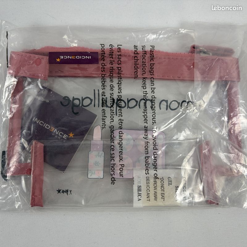 Trousse à maquillage Mon maquillage Transparent et rose Zip 19x6xH13cm Incidence Paris NEUF (image 3)