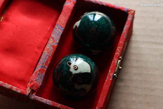 Boules De Santé Qi Gong Vintage - Couleur Bleue, Bon état Général - Pour Massage Et Relaxation