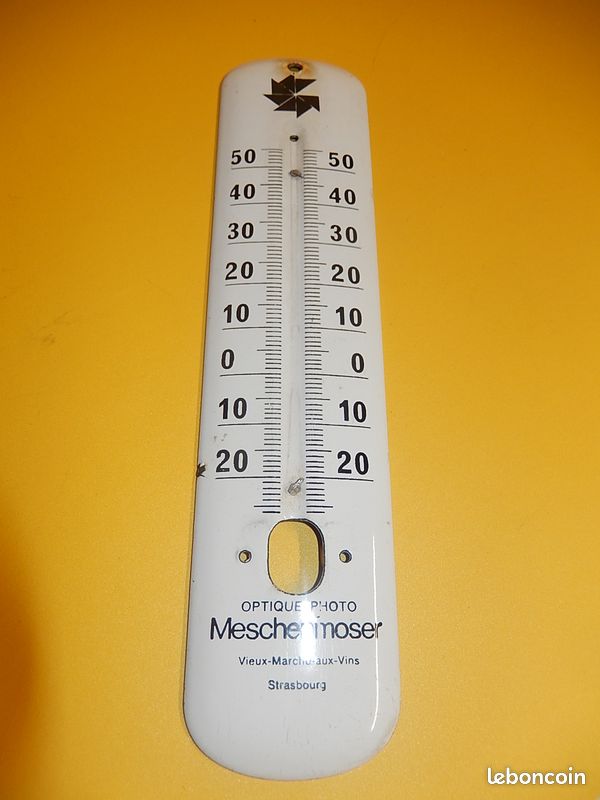 Termómetro Esmaltado Publicitario Antiguo VOSGES | 50 Cm | Fabricado En Francia | Verdadero Esmalte 800°C | Arémail