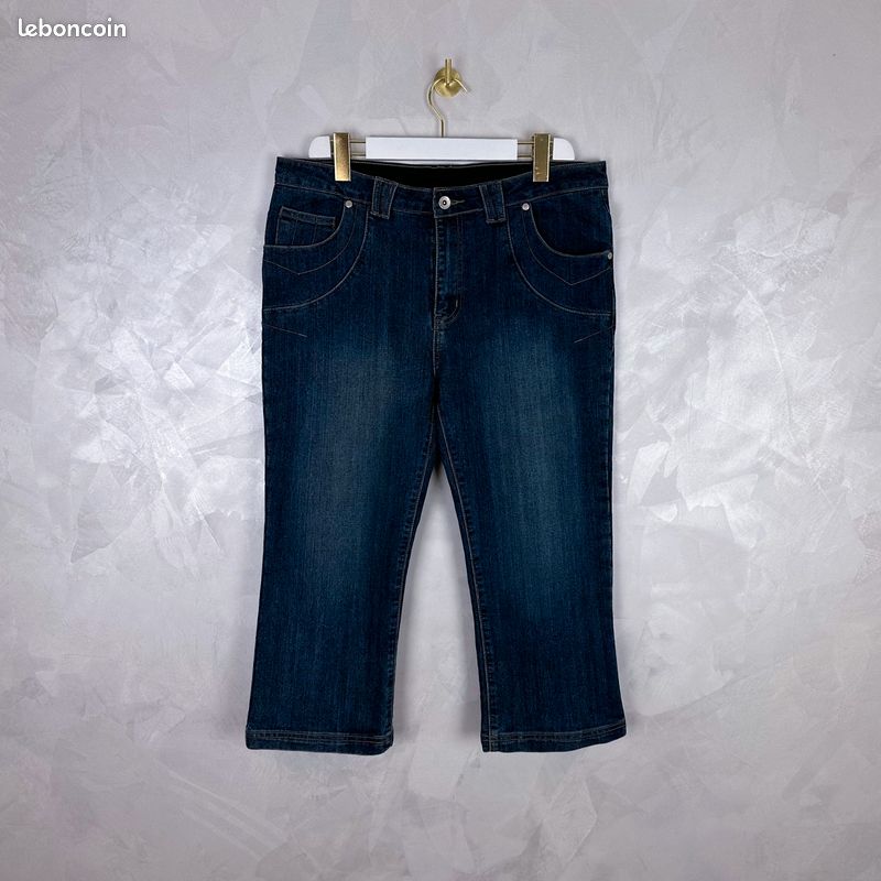 PREMIERÔLE Pantalon pantacourt / corsaire jean denim, taille haute (image 5)