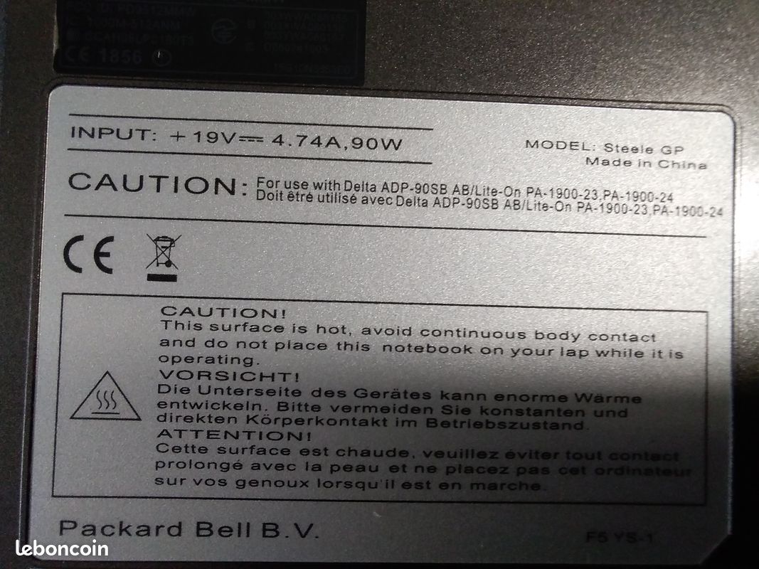 PC Portable Packard Bell Easy Note MT85 - Occasion Bon état - Fonctionnel