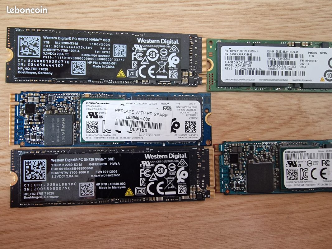 DISQUES DURS SSD NVME 1TO en lot ou à l’unité tous testés (image 1)