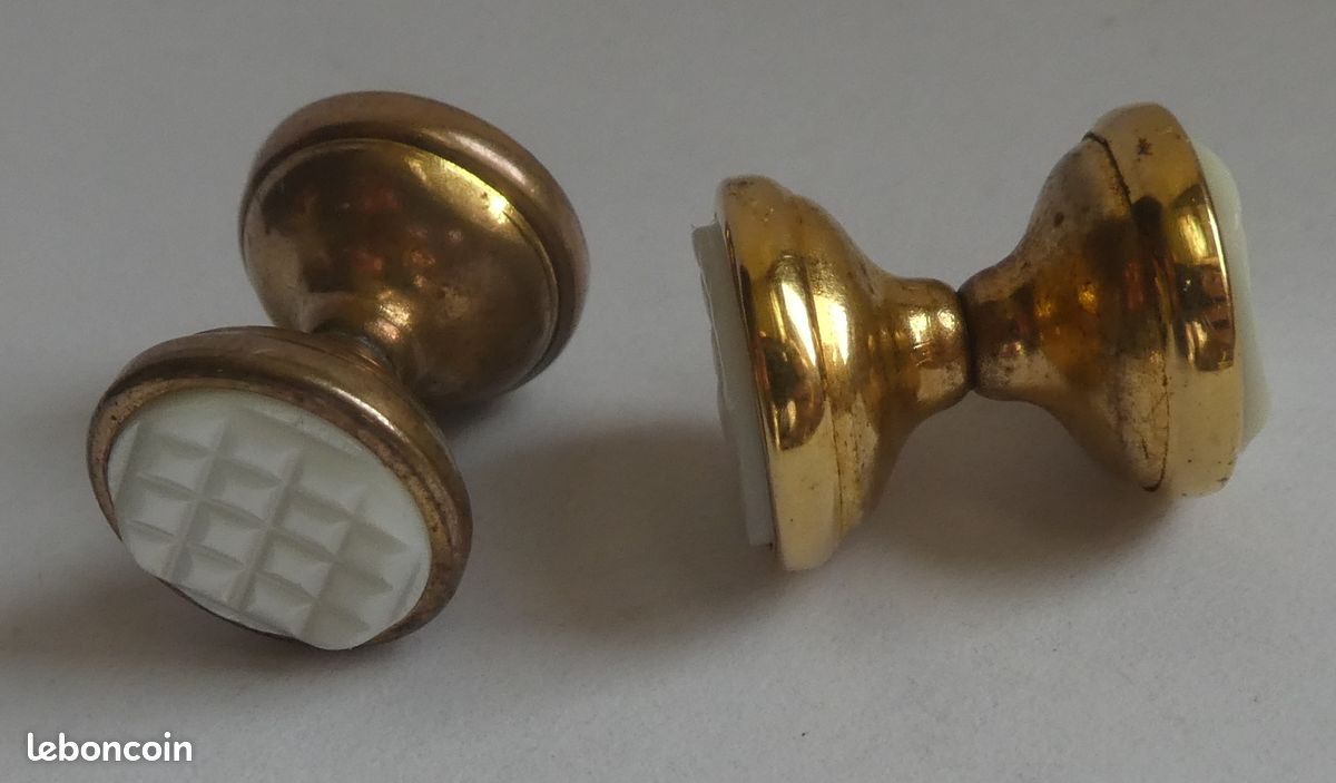 Boutons De Manchettes En Métal Et Nacre - Années 20-30 Vintage - Occasion