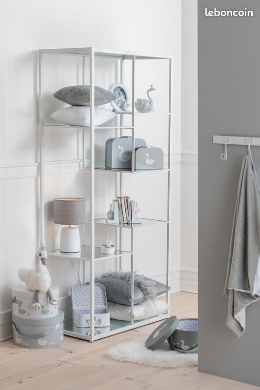 Etagere 5 Planches Metal/Verre Blanc (7621) (image 8)