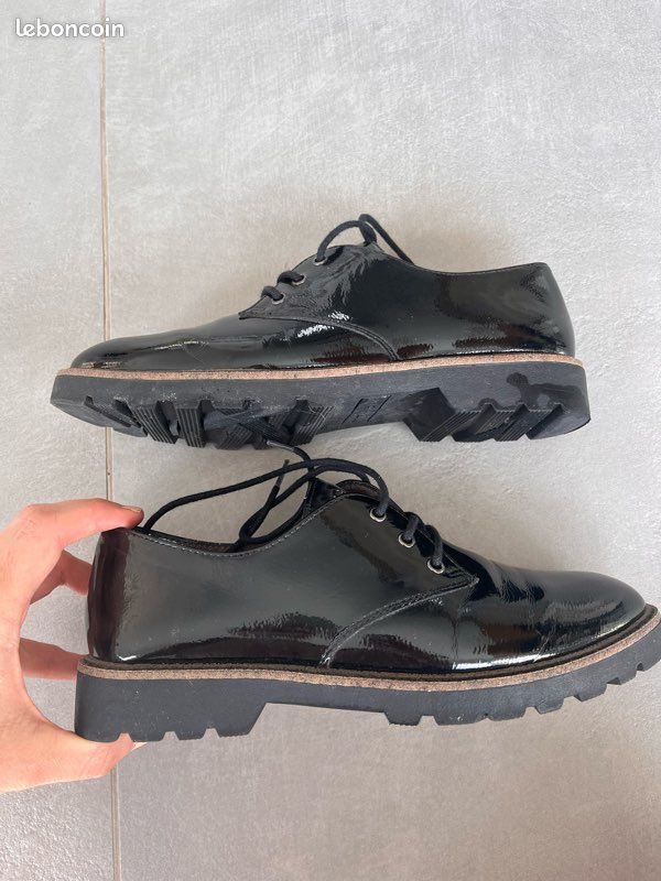 Chaussures à lacets Tamaris noires brillantes - Derby - 37 (image 3)