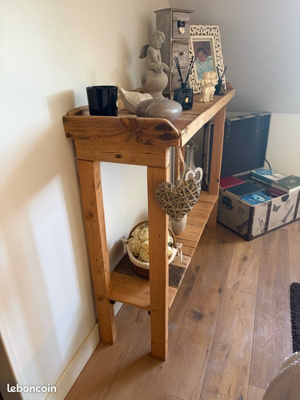 Console en bois massif style rustique / campagne chic (image 1)