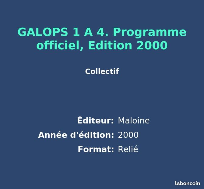 GALOPS 1 A 4. Programme officiel, Edition 2000 (image 2)