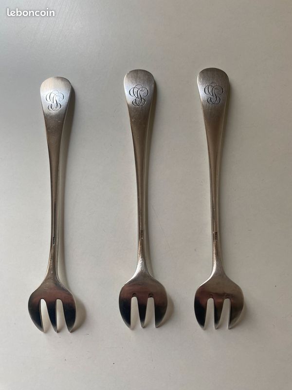 3 fourchettes à huitre en métal argenté (image 2)