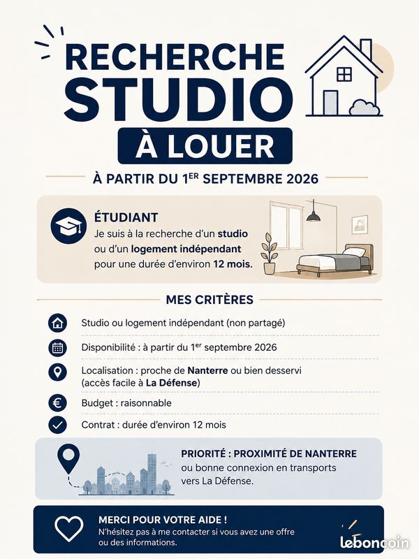 Appartement 1 pièce 10 m² · à Nanterre · 10 m² · 700 €