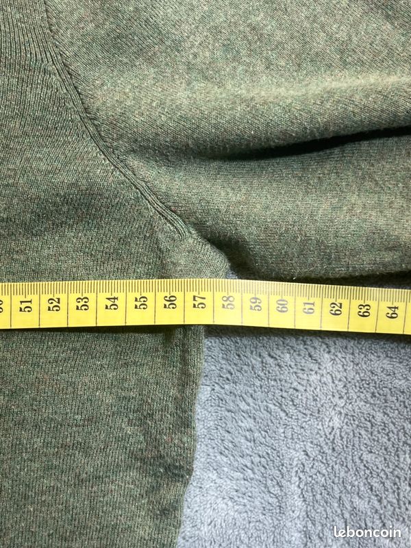 #RLS010. Pull Polo Ralph Lauren homme – vert sauge – col V – coton Pima – logo bordeaux – taille L (image 8)