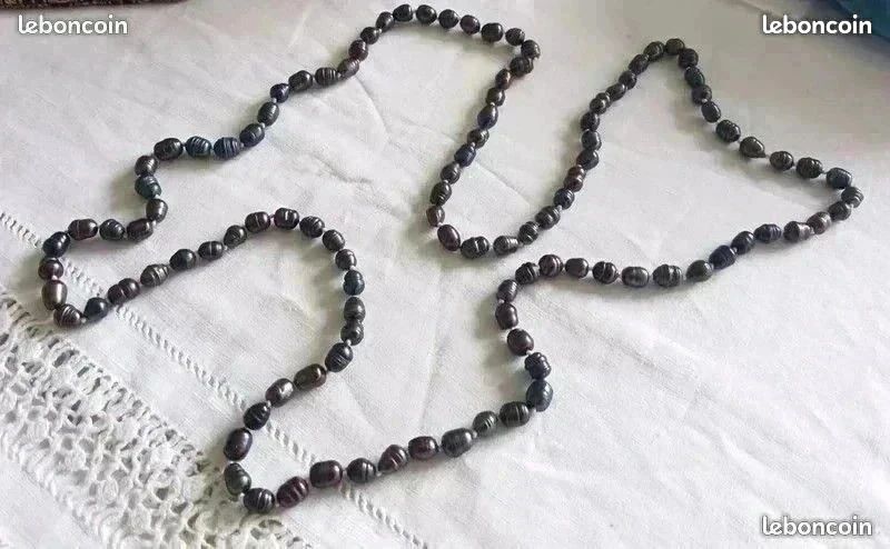 Collier perles d'eau douce noir (image 2)