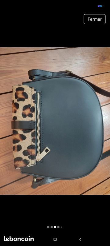Sac cuir noir léopard (image 3)