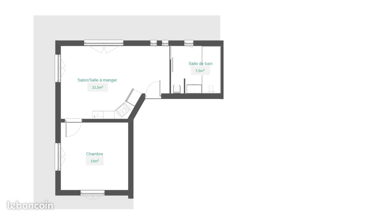 Appartement 2 pièces 42 m² · à Granville · 42 m² · 122 000 €