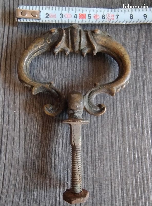 Poignée de meuble pendante ancienne en bronze massif – Style Louis XV / Napoléon III – XIXe (image 3)